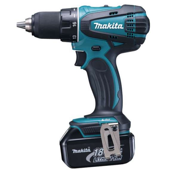 Дрель аккумуляторная Makita Дрель аккумуляторная MakitaАккумуляторные дрели, шуруповерты<br>Аккумулятор: 18,<br>Макс. крутящий момент: 50,<br>Емкость аккумулятора: 3,<br>Тип аккумулятора: LiION,<br>Аккумуляторов в комплекте: два,<br>Обороты: 0-400/1500,<br>Макс. обороты: 1500,<br>Тип: дрель-шуруповерт,<br>Быстрозажимной патрон: есть,<br>Диаметр патрона: 13,<br>Тип патрона: БЗП,<br>Макс. диаметр сверления (металл): 13,<br>Макс. диаметр сверления (дерево): 38,<br>Две и более механических скоростей: есть,<br>Электронная регулировка числа оборотов: есть,<br>Время заряда: 1,<br>Тормоз двигателя: есть,<br>Реверс: есть,<br>Вес нетто: 1.5,<br>Поставляется в: кейсе<br>