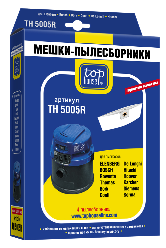 Мешок Top house Мешок Top houseАксессуары для бытовых пылесосов<br>Тип: мешок,<br>Назначение: для ROWENTA, BOSCH, THOMAS<br>