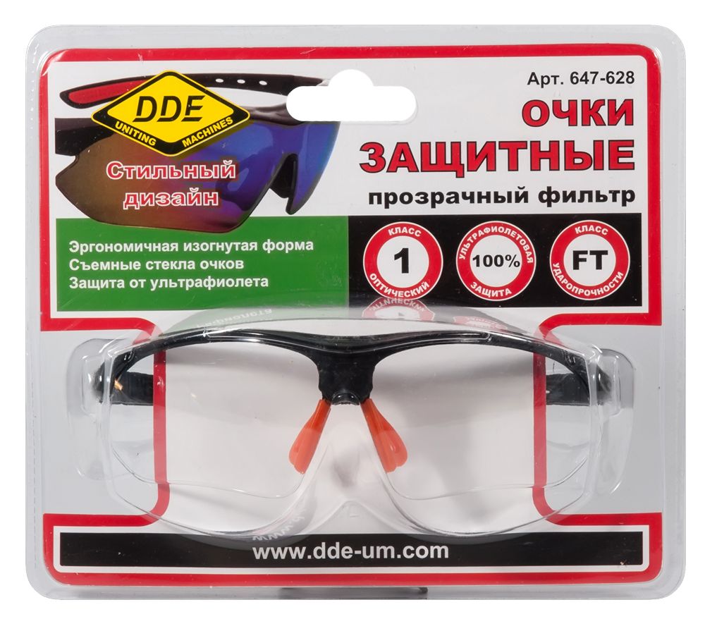 Очки защитные Dde Очки защитные DdeЗащитные очки<br>Тип очков: открытые,<br>Цвет: прозрачный<br>