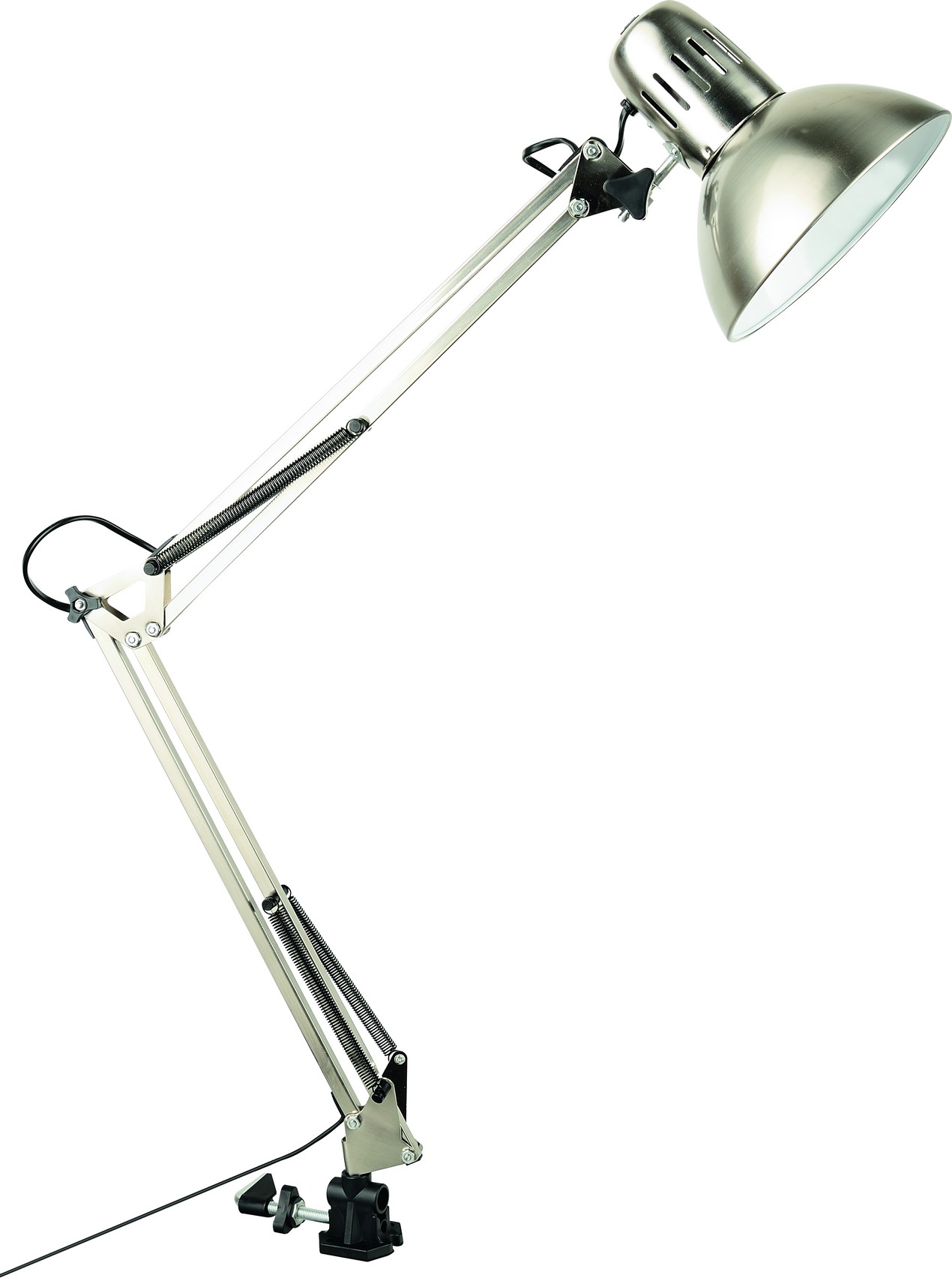 Лампа настольная Arte lamp Лампа настольная Arte lampЛампы настольные<br>Тип настольной лампы: ученическая/офисная,<br>Назначение светильника: офисный,<br>Стиль светильника: современный,<br>Материал светильника: металл/пластик,<br>Длина (мм): 170,<br>Диаметр: 170,<br>Высота: 850,<br>Количество ламп: 1,<br>Тип лампы: накаливания,<br>Мощность: 40,<br>Патрон: Е27,<br>Цвет арматуры: матовый хром,<br>Струбцина: есть<br>