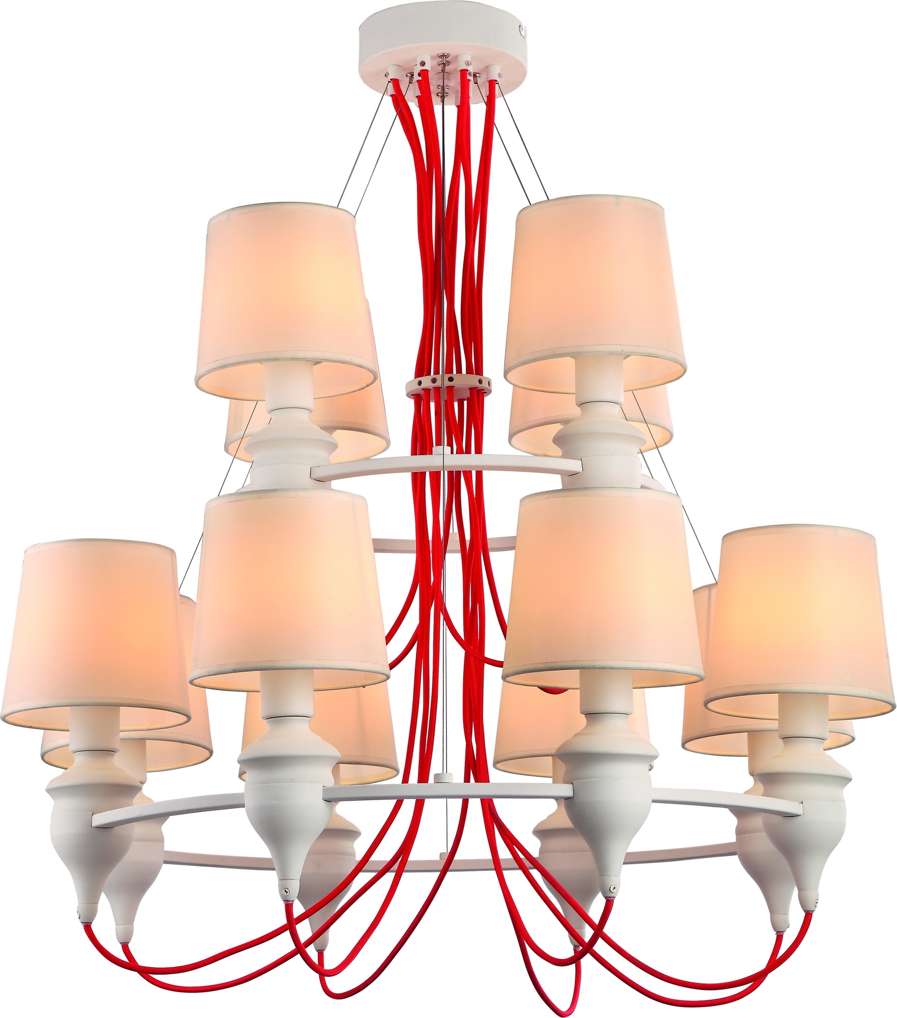 Люстра Arte lamp Люстра Arte lampЛюстры<br>Назначение светильника: для комнаты,<br>Стиль светильника: модерн,<br>Тип: подвесная,<br>Материал светильника: металл, ткань,<br>Материал плафона: ткань,<br>Материал арматуры: металл,<br>Длина (мм): 810,<br>Ширина: 810,<br>Высота: 1000,<br>Количество ламп: 12,<br>Тип лампы: накаливания,<br>Мощность: 40,<br>Патрон: Е14,<br>Цвет арматуры: белый,<br>Коллекция: sergio 3325<br>