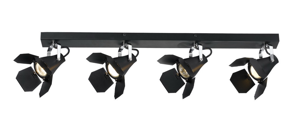 Спот Arte lamp Спот Arte lampСпоты<br>Тип: спот, Стиль светильника: хай-тек, Материал светильника: металл, Количество ламп: 4, Тип лампы: галогенная, Мощность: 50, Патрон: GU10, Цвет арматуры: черный, Ширина: 90, Длина (мм): 820, Высота: 130, Коллекция: cinema 3092<br>