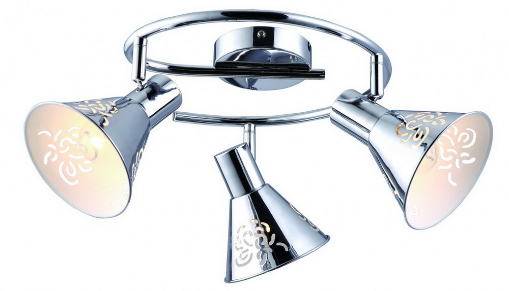 Спот Arte lamp Спот Arte lampСпоты<br>Тип: спот, Стиль светильника: модерн, Материал светильника: металл, Количество ламп: 3, Тип лампы: накаливания, Мощность: 40, Патрон: Е14, Цвет арматуры: хром, Ширина: 840, Длина (мм): 840, Высота: 220, Коллекция: cono 5218<br>