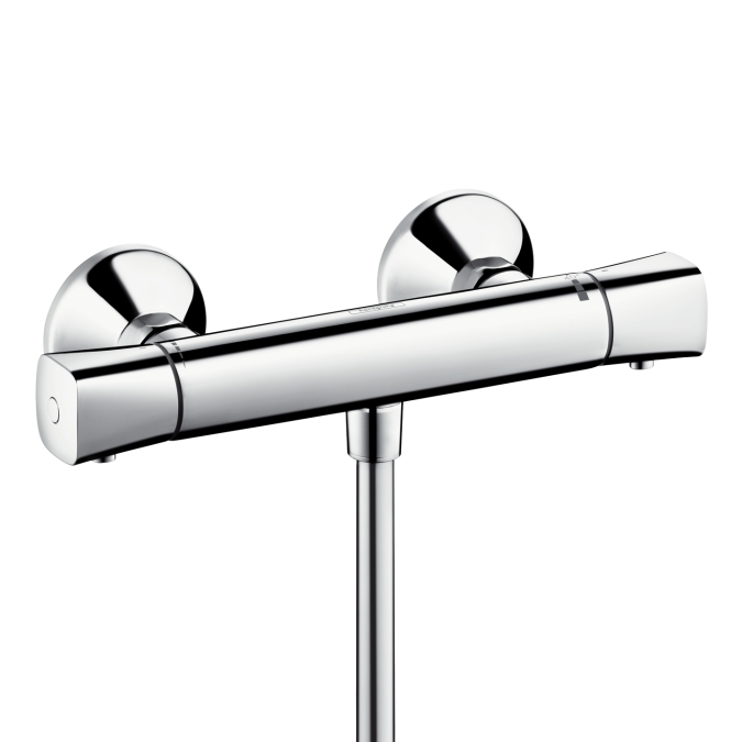 Cмеситель термостатический Hansgrohe Cмеситель термостатический HansgroheСмесители<br>Назначение смесителя: для душа, Наличие термостата: есть, Тип управления смесителя: вентильный, Цвет покрытия: хром, Стиль смесителя: модерн, Монтаж смесителя: вертикальный, Тип установки смесителя: настенный, Материал смесителя: латунь, Излив: традиционный, Родина бренда: Германия, Длина (мм): 80, Ширина: 284, Высота: 39<br>
