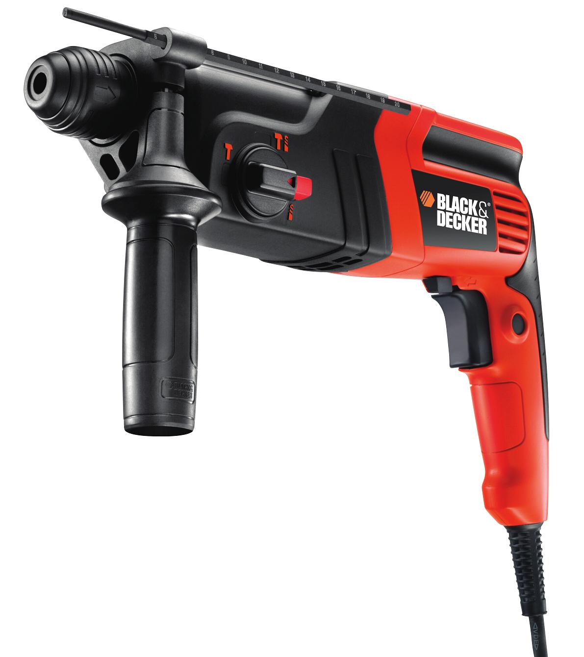 Перфоратор Black & decker Перфоратор Black & deckerПерфораторы<br>Мощность: 600,<br>Обороты: 960,<br>Количество скоростей: 1,<br>Сила удара: 1.6,<br>Количество режимов: 3,<br>Режим долбления: есть,<br>Реверс: есть,<br>Число ударов: 5100,<br>Тип патрона: SDS+,<br>Быстросменный патрон: есть,<br>Макс. обороты: 960,<br>Макс. диаметр сверления (камень): 20,<br>Макс. диаметр сверления (металл): 13,<br>Макс. диаметр сверления (дерево): 30,<br>Электронная регулировка числа оборотов: есть,<br>Расположение двигателя: горизонтальное,<br>Поставляется в: кейсе<br>